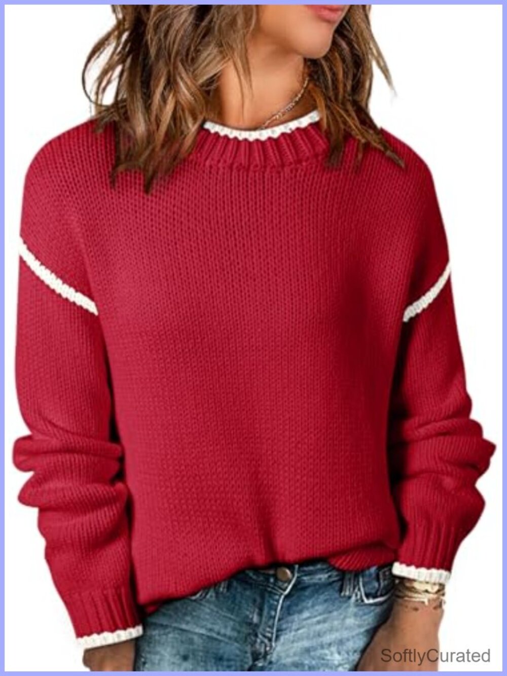 SHEWIN Womens Crewneck Long Sleeve Knit Pullover Sweater